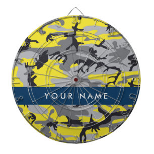 Cible De Fléchettes Camouflage jaune et gris Votre nom Personnalisez