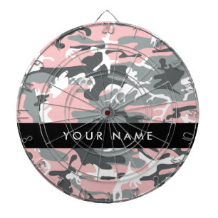 Cible De Fléchettes Camouflage rose et gris Votre nom Personnalisez