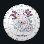 Cible De Fléchettes Caricature axolotl rose adorable<br><div class="desc">J'adore les axolotls ! Ce caricature mexicaine de poisson de marche mignon est à la fois heureux et amusant.</div>