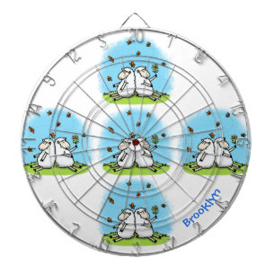 Cible De Fléchettes Caricature de moutons mignons amis et papillons