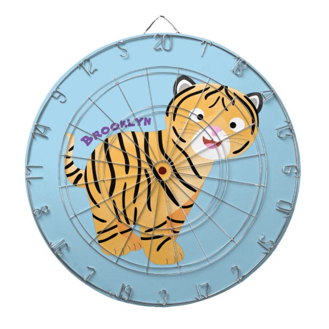 Cible De Fléchettes Caricature de petit tigre joyeux (Devant)