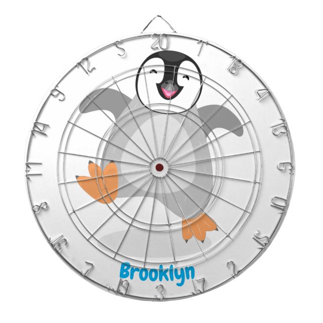 Cible De Fléchettes Caricature de poussin de pingouin mignon et joyeus (Devant)