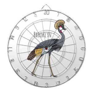 Cible De Fléchettes Caricature d'oiseau de grue couronné gris