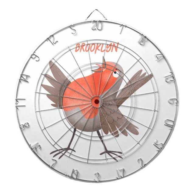 Cible De Fléchettes Caricature d'oiseau rouge chantant mignon (Devant)