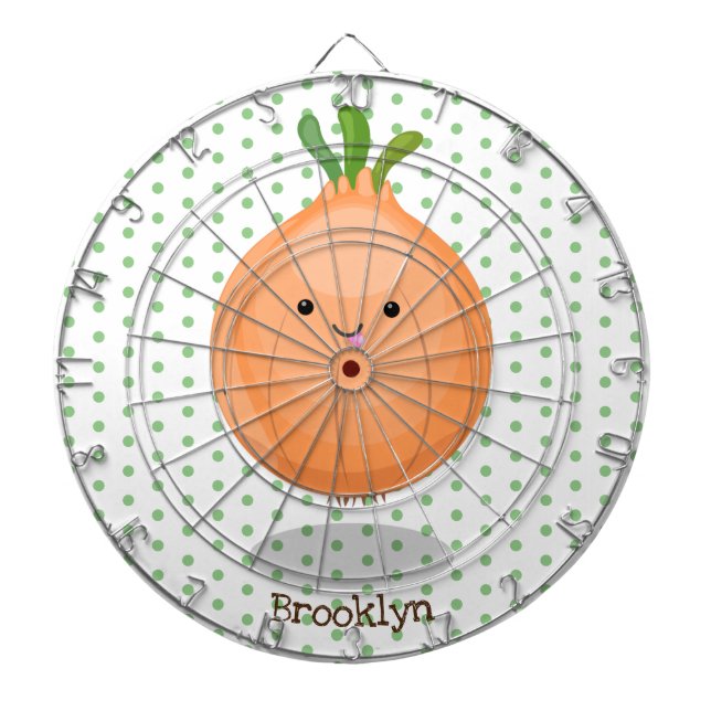 Cible De Fléchettes Caricature vert oignon brun joli (Devant)