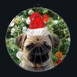 Cible De Fléchettes Carlin Chien Chien Chien de Noël Arbre de Noël Orn<br><div class="desc">Chien chiot mignon Carlin avec ornements d'arbre de Noël Homme de neige en arrière - plan.</div>