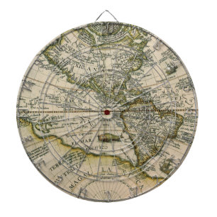 Cible De Fléchettes Carte antique, 1596, America Sive Novus Orbis