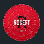 Cible De Fléchettes Carte de nom de monogramme rouge moderne<br><div class="desc">Carte moderne rouge avec un nom blanc et monogramme noir. Personnalisez avec le nom et l'initiale.</div>