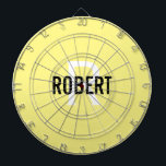 Cible De Fléchettes Carte de nom monogramme jaune moderne<br><div class="desc">Carte de fléchettes jaune moderne avec un nom noir et un monogramme blanc. Personnalisez avec le nom et l'initiale.</div>