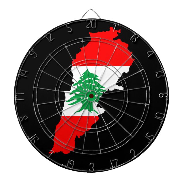 Cible De Fléchettes Carte du Liban avec aimant en pierre de drapeau (Devant)