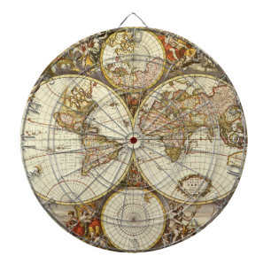Cible De Fléchettes Carte du Vieux Monde antique par Frederick de Wit,