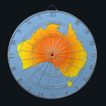 Cible De Fléchettes Carte Sunny Australie<br><div class="desc">Une version ensoleillée pour la carte australienne. Image en jaune et orange. Arrière - plan bleu dans les images sélectionnées.</div>