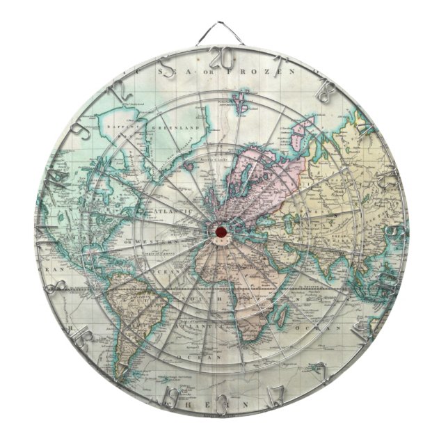 Cible De Fléchettes Carte vintage du monde (1801) (Devant)