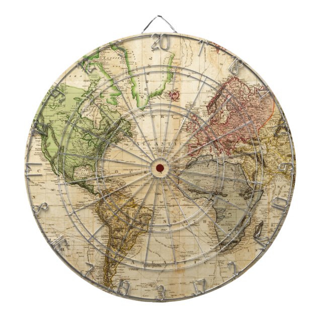 Cible De Fléchettes Carte vintage du monde (1831) (Devant)
