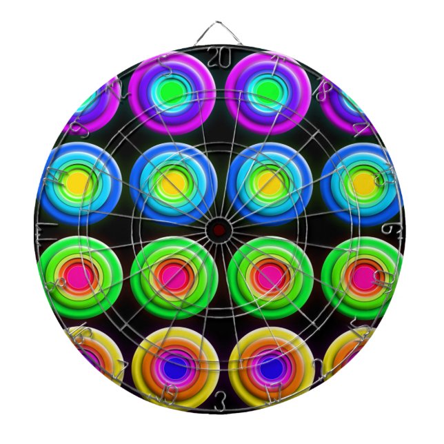 Cible De Fléchettes Cercles 3D colorés funky (Devant)