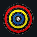 Cible De Fléchettes Cercles bleu rouge et jaune sur noir<br><div class="desc">Cercles bleu rouge et jaune sur noir.</div>