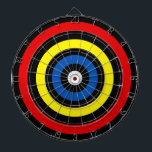 Cible De Fléchettes Cercles bleu rouge et jaune sur noir<br><div class="desc">Cercles bleu rouge et jaune sur noir.</div>