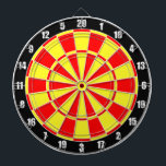Cible De Fléchettes Cercles en rouge et jaune sur fond noir<br><div class="desc">Cercles en rouge et jaune sur cible de fléchettes noire.</div>