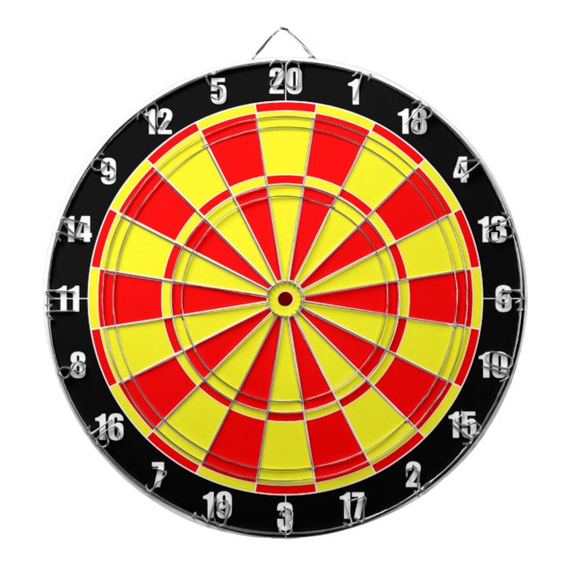 Cible De Fléchettes Cercles rouges et jaunes sur fond noir (Devant)