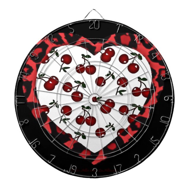 Cible De Fléchettes Cerises RAB Empreinte de léopard Heart Rockabilly (Devant)