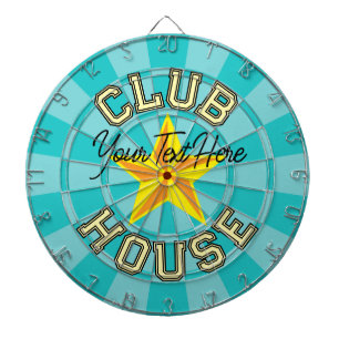 Cible De Fléchettes Chambre Club Texte Personnalisée Couleur Turquoise
