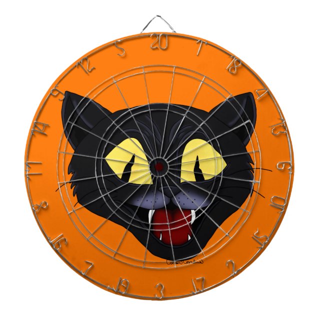 Cible De Fléchettes Chat noir Halloween  (Devant)