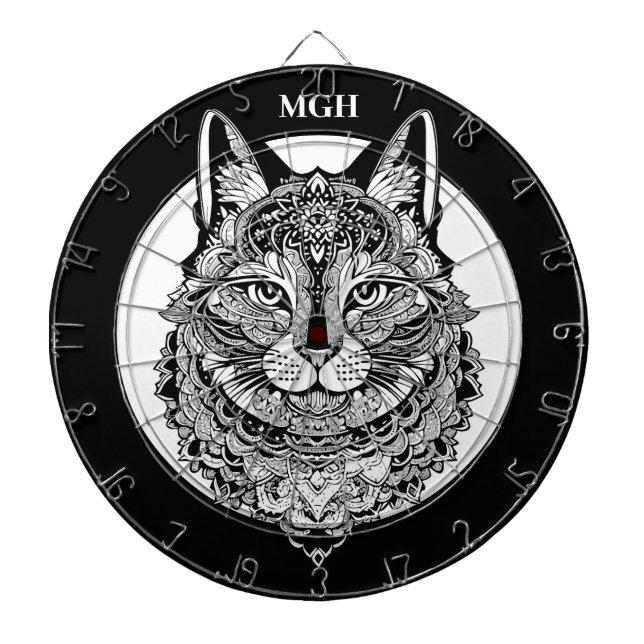 Cible De Fléchettes Chat ornemental Monogramme personnalisé (Devant)