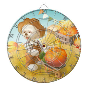 Cible De Fléchettes Cher fermier chien avec Citrouille