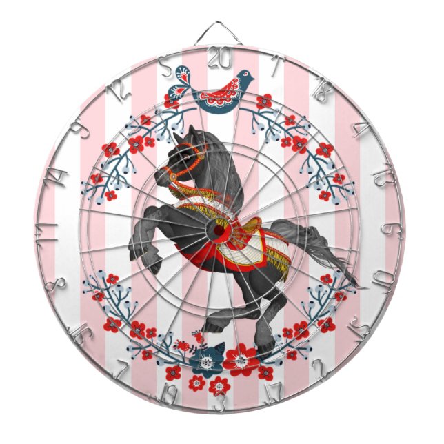 Cible De Fléchettes Cheval en bande blanche rose foncé (Devant)