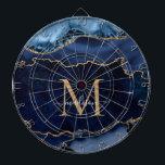 Cible De Fléchettes Chic Navy Blue Gold Parties scintillant Agate Géod<br><div class="desc">Glam Moderne Parties scintillant Bleu Or Éclairé Agate Géode Élégant Monogramme Feminine Nom du script Tableau de bord</div>
