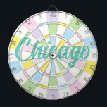 Cible De Fléchettes Chicago Aquamarine Text on White And Pastel Colors<br><div class="desc">Chicago Aquamarine Colored Text on White And Pastel Colors Dart Board Game Including 6 Brass Darts 🎯Personalize with your text or name by selecting the personalization option. Please let me know if you have additional questions and because Zazzle's customer support handles the customer experience you may reach Zazzle customer support...</div>
