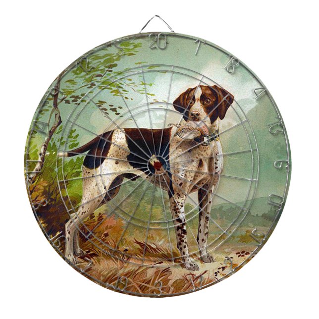 Cible De Fléchettes Chien de chasse avec oiseau dans la bouche (Devant)