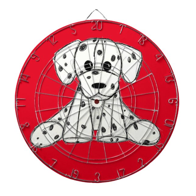 Cible De Fléchettes Chien en dalmate dessin simple noir (Devant)