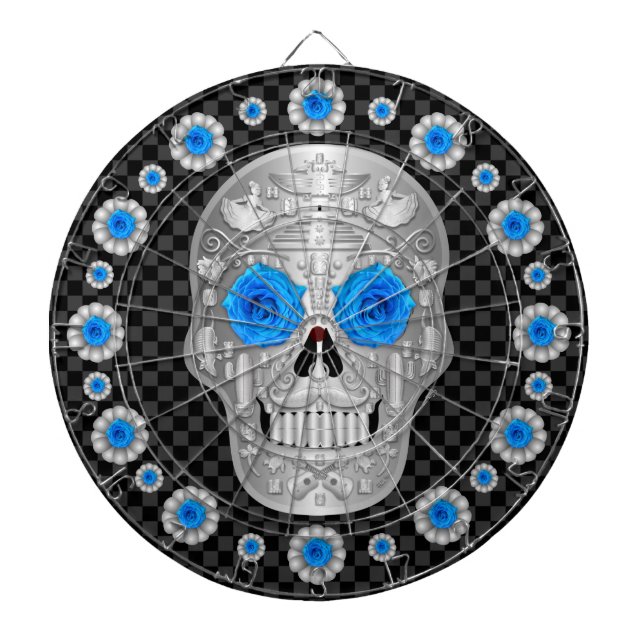 Cible De Fléchettes Chrome Calavera (Rose Bleue)  (Devant)