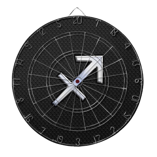 Cible De Fléchettes Chrome Comme Sagittarius Zodiac Connexion Noir (Devant)