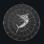 Cible De Fléchettes Chromes Style Marlin on Carbon<br><div class="desc">A silchrome like marlin fish s'applique à a carbon fiber style background decor. Le poison nautical est moderne. Use the "Ask this Designer" link to contact us with your special design requests or for some assistance with any of your customization needs.</div>