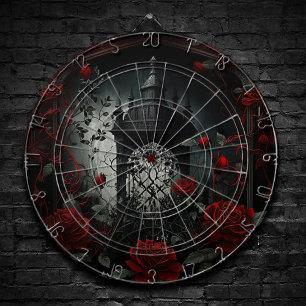 Cible De Fléchettes Cimetière gothique Jardin Rose avec Rouge et Noir