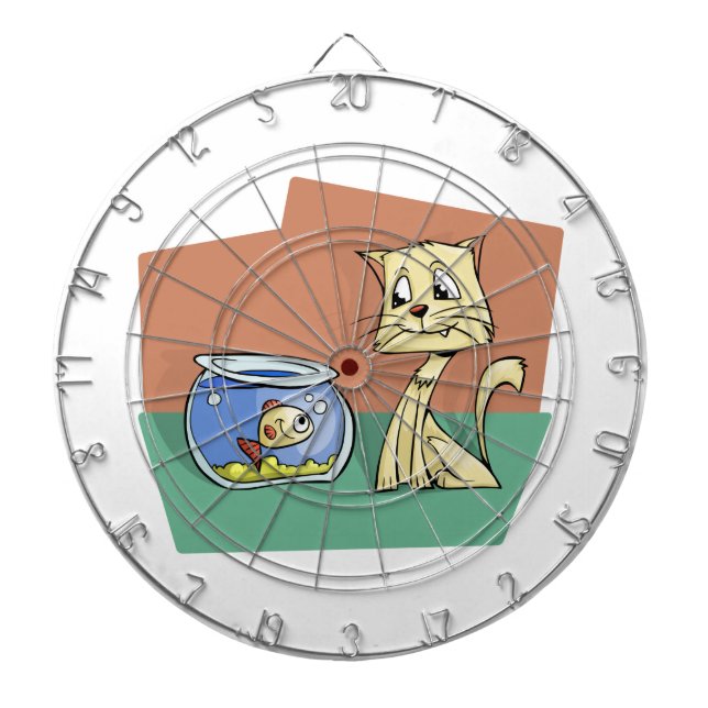 Cible De Fléchettes Clipart de chat et de poisson (Devant)