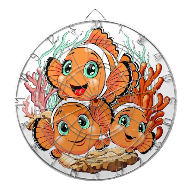 Cible De Fléchettes Clown fish Cartoon cute Family Underwater (Devant)