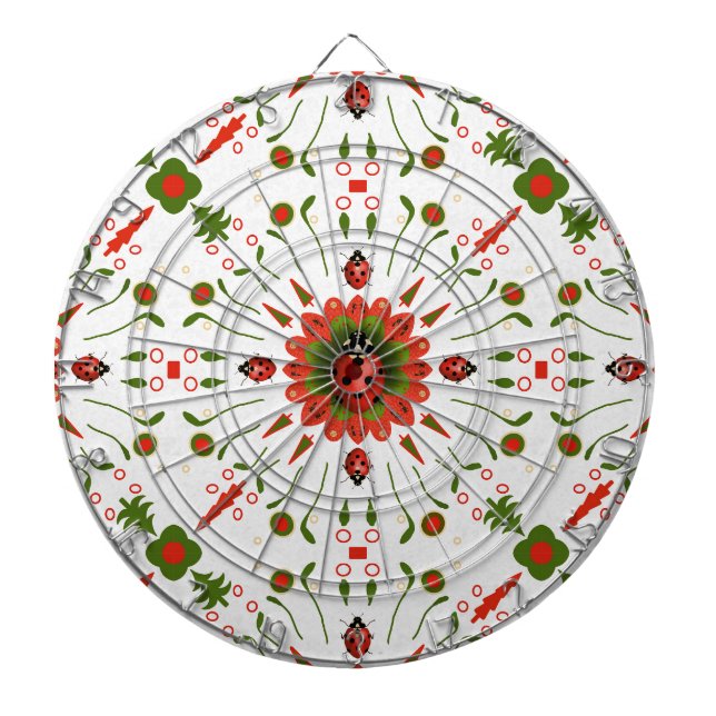 Cible De Fléchettes Coccinelle de Noël Rouge Blanc Vert (Devant)