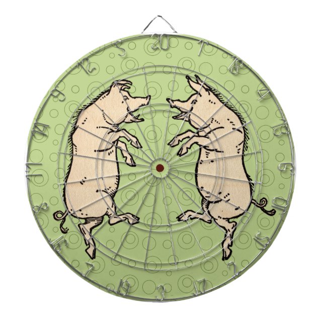 Cible De Fléchettes Cochons dansants antiques : Joyeuse danse de petit (Devant)