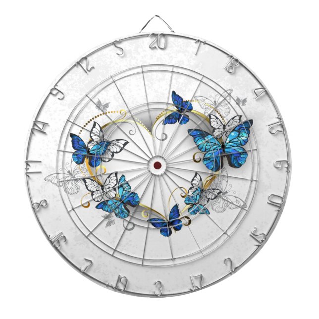 Cible De Fléchettes Coeur bijoux avec papillons Morpho (Devant)