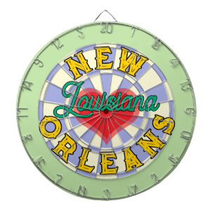 Cible De Fléchettes Cœur Coloré NOUVELLE-ORLÉANS Louisiane Texte Modif