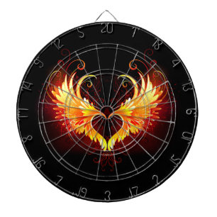 Cible De Fléchettes Cœur de feu d'ange avec des ailes
