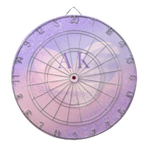 Cible De Fléchettes Cœur dégradé violet rose Monogramme