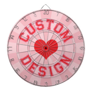 Cible De Fléchettes Coeur rouge sur couleur rose pastel avec votre tex
