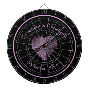 Cible De Fléchettes Coeur steampunk violet thème mariage jeu décor