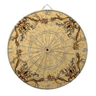 Cible De Fléchettes Coeurs avec fleurs et papillon en style tatouage