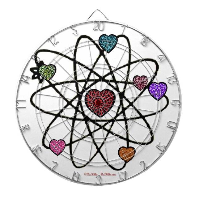 Cible De Fléchettes Coeurs Empreintes de léopard de Valentine atomique (Devant)
