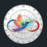 Cible De Fléchettes Colibri arc-en-ciel avec symbole Infinity<br><div class="desc">Beau tatouage à débordement avec colibri arc-en-ciel. Arc-en-ciel.</div>